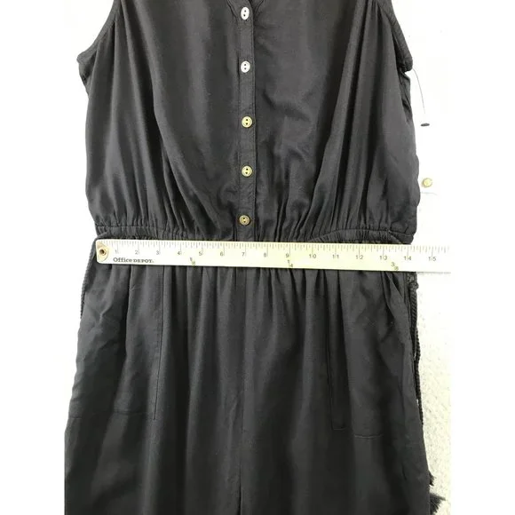 New Sonoma Solid Drawstring Waist Wide Leg Crop Pants Jumpsuit Small - Picture 4 of 8